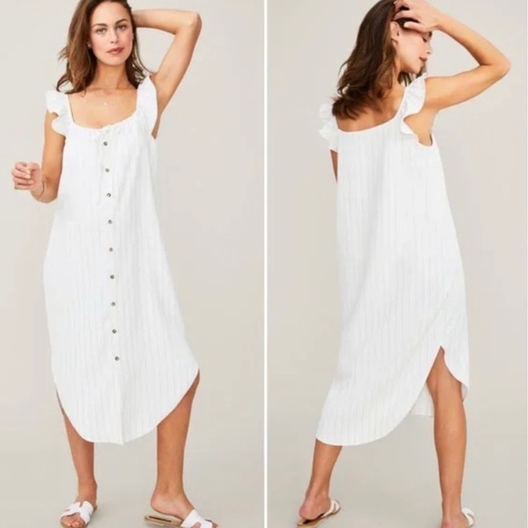 Hatch The Jenna Maternity Midi Dress in Ivory & Black Stripe Size 1 S/M … - Picture 1 of 10